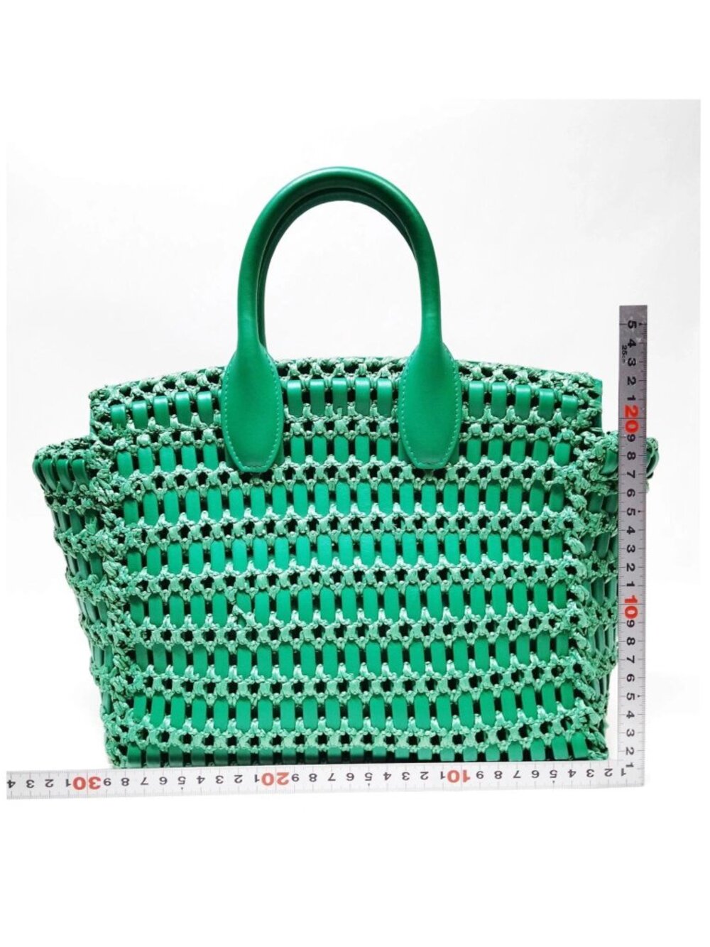 Authentic Salvatore Ferragamo Studio Woven Leather Tote Bag Green Gancini Luxury - Picture 3 of 16